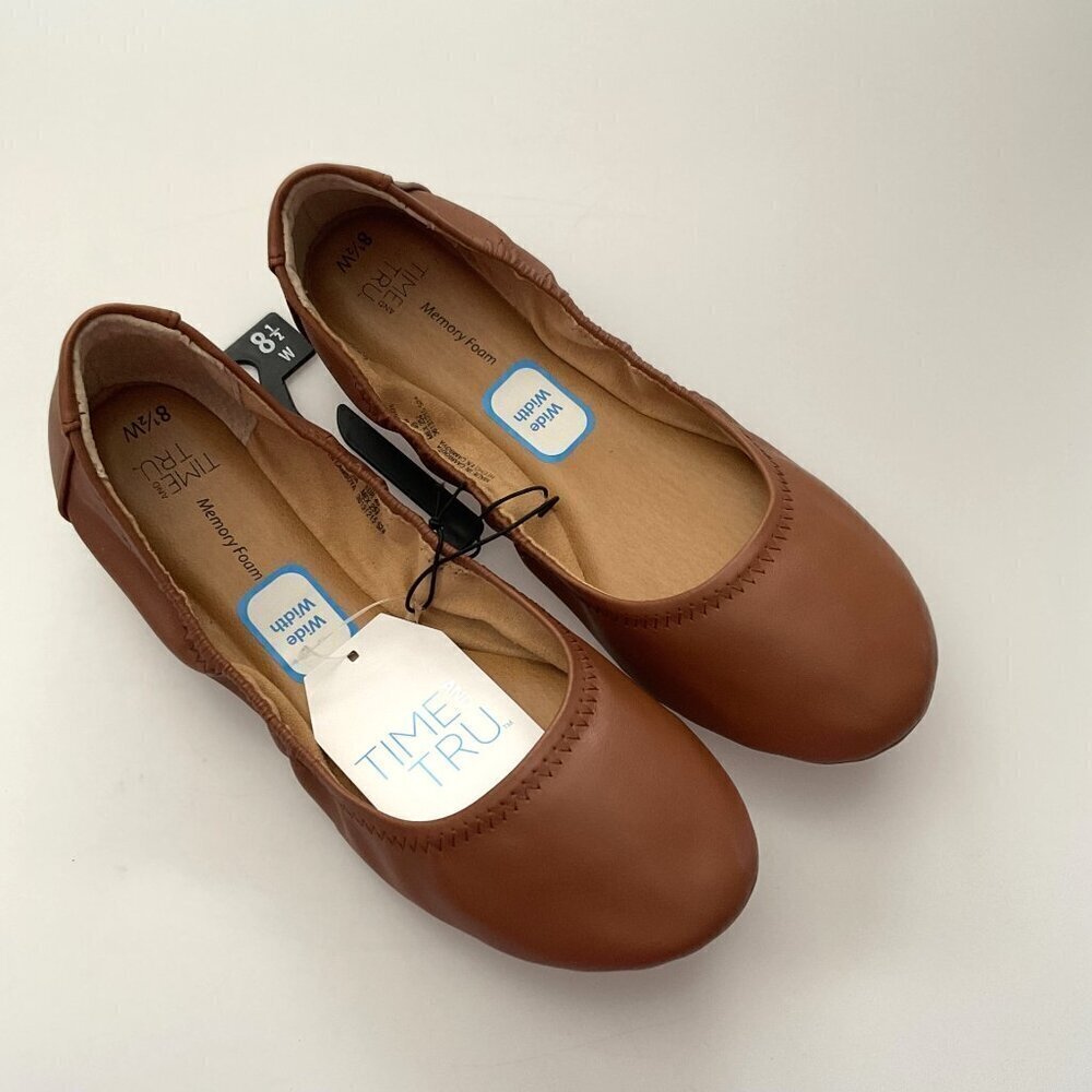 Time And Tru Women's Shoes Ballet Flats Brown 8.5 Wide NWT